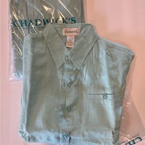 NWT Chadwick’s Misses Summer 2 Piece Set long sleeve aqua blue 100% linen size 6